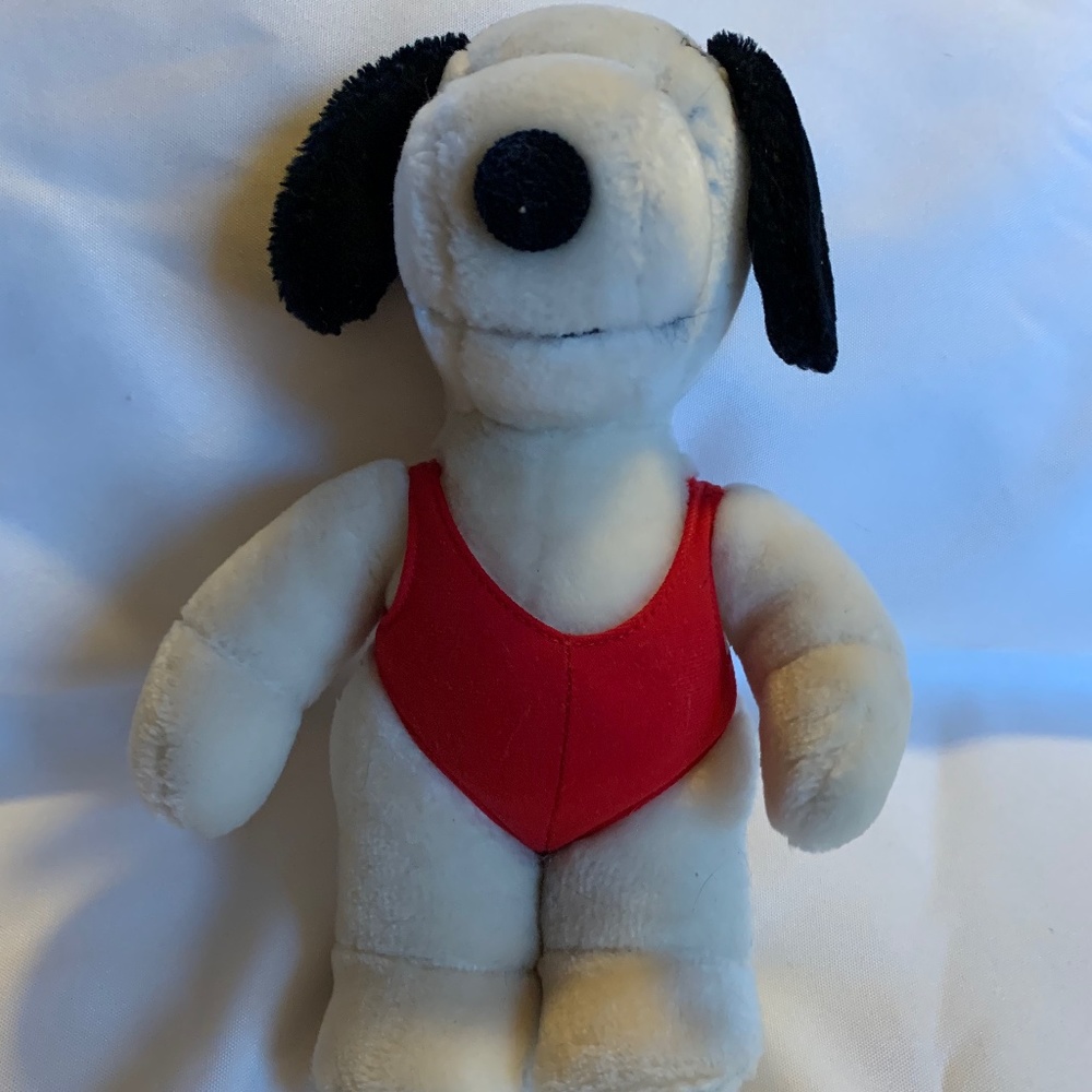 Vintage Y2K 1980s 80s Plush Snoopy in Red Aerobics Leotard!  10 inches Tall!